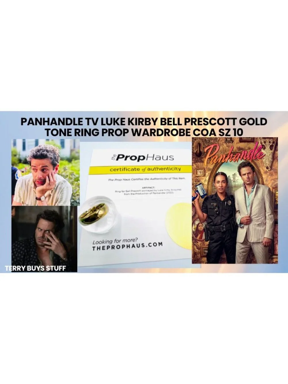 Panhandle TV Luke Kirby Bell Prescott Gold Tone Ring Prop Wardrobe COA Sz 10